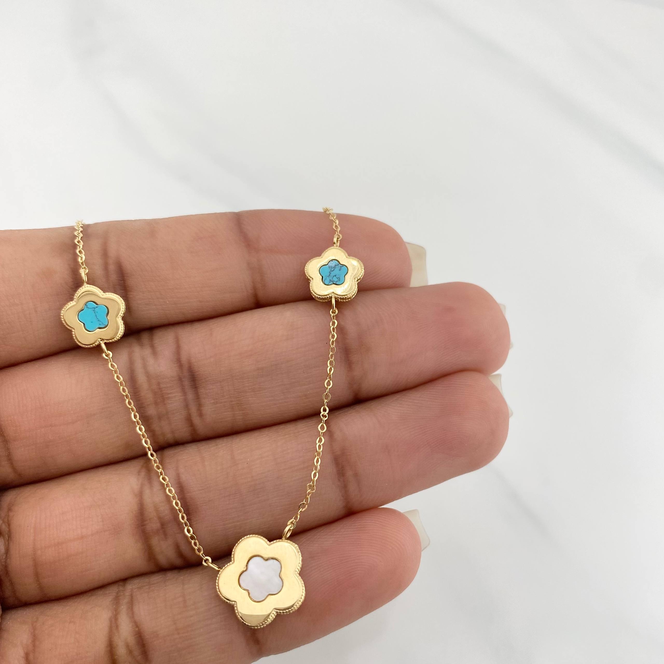 Cadena Aro seguido flor 2.85g / 45cm / 0.6mm Oro Amarillo 18K