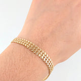 Pulso Hojas Triple Espiga 7.4gr / 18cm-20cm / 7.7mm Oro Amarillo 18K