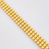 Pulso Cuadros Triple Espiga 9gr / 18.5cm-19.5cm / 8.9mm Oro Amarillo 18K