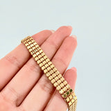 Pulso Cuadros Triple Espiga 9gr / 18.5cm-19.5cm / 8.9mm Oro Amarillo 18K