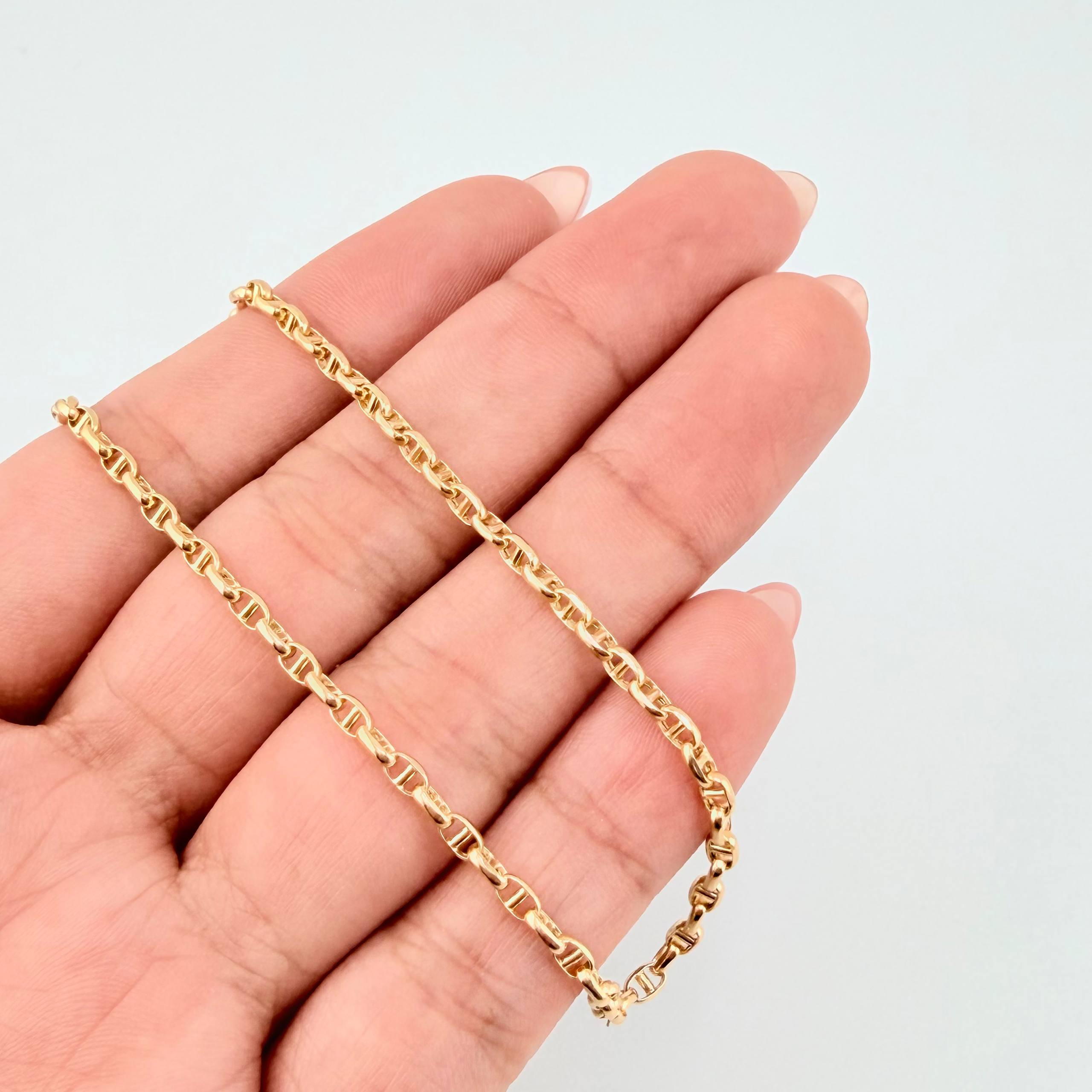 Cadena Marinera 4.1gr / 50cm / 2.5mm Oro Amarillo +3 18K