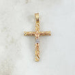Dije Crúz Cristo Espiral Amplia 4.1gr / 4cm / Circones Blancos Tres Oros 18K