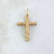 Dije Crúz Cristo Espiralizado 2.15gr / 3cm / Circones Blancos Oro Amarillo 18K