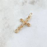 Dije Crúz Cristo Burbujas Basteados 1.85gr / 3.4cm / Circones Blancos Dos Oros Amarillo Blanco 18K