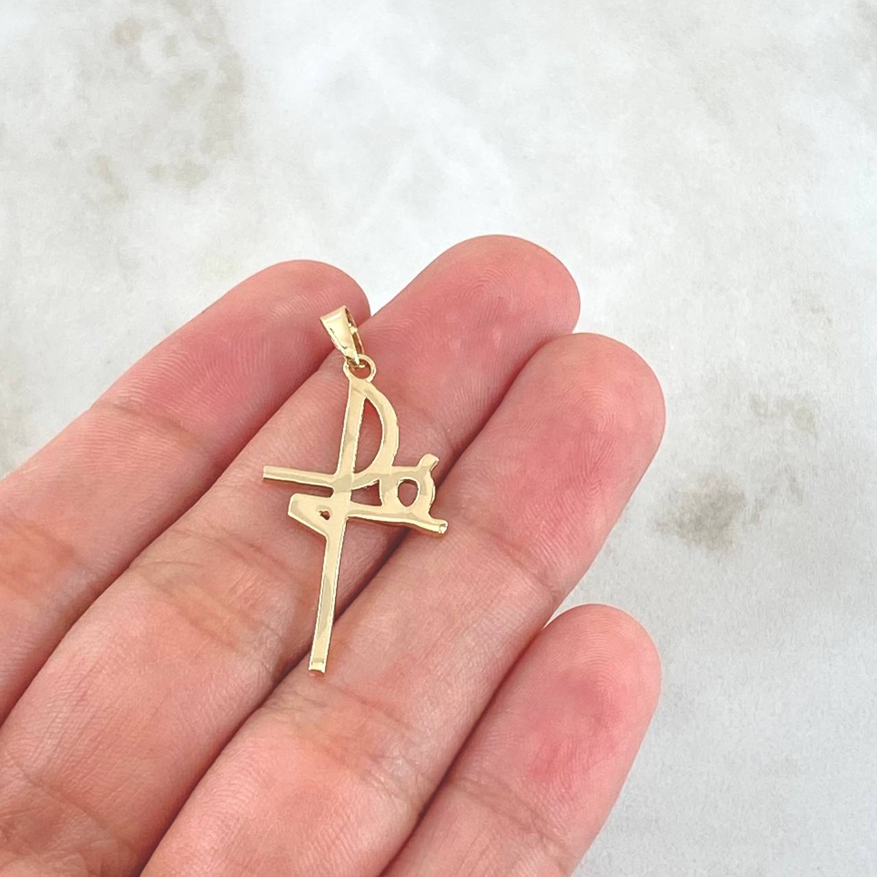 Dije Fé  1.1gr / 3.6cm / Liso Oro Amarillo 18K