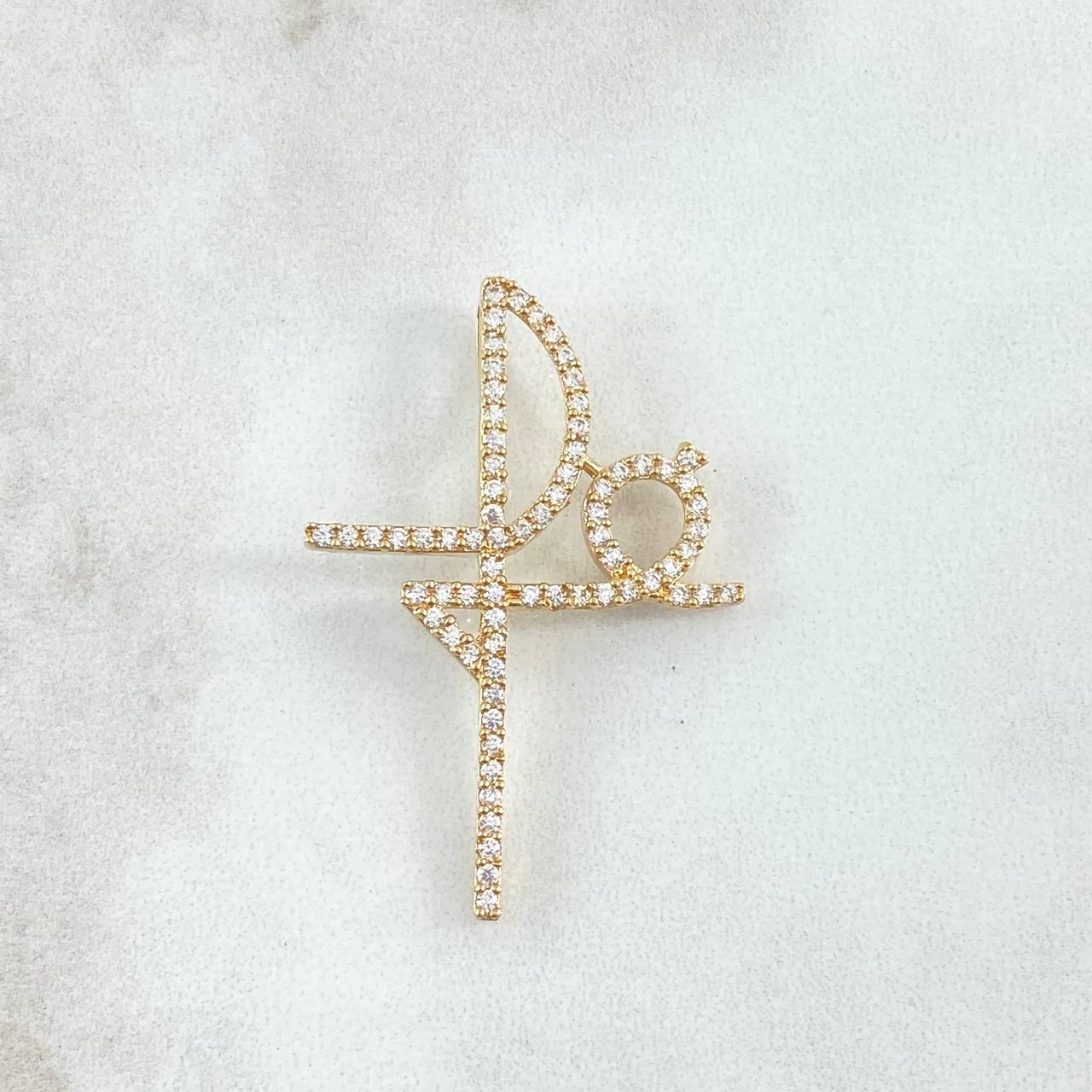 Dije Fé Tupida 3.05gr / 3.8cm / Circones Blancos Oro Amarillo 18K