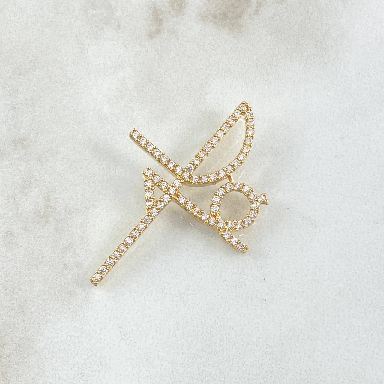 Dije Fé Tupida 3.05gr / 3.8cm / Circones Blancos Oro Amarillo 18K