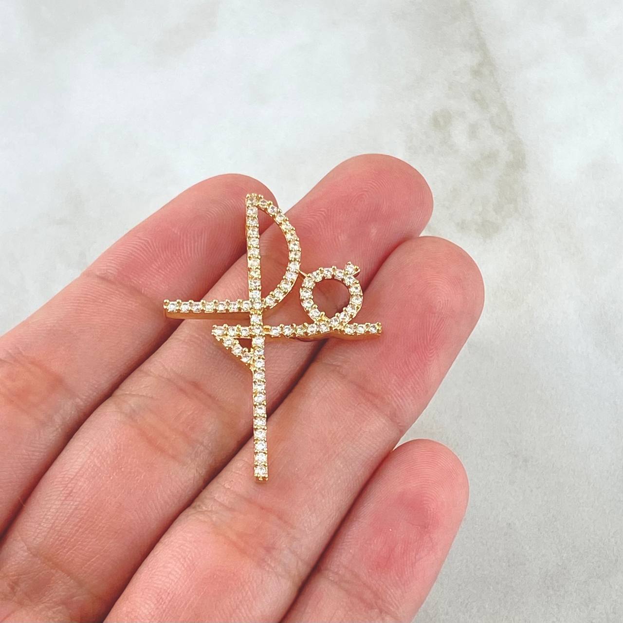 Dije Fé Tupida 3.05gr / 3.8cm / Circones Blancos Oro Amarillo 18K