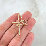 Dije Fé Tupida 3.05gr / 3.8cm / Circones Blancos Oro Amarillo 18K