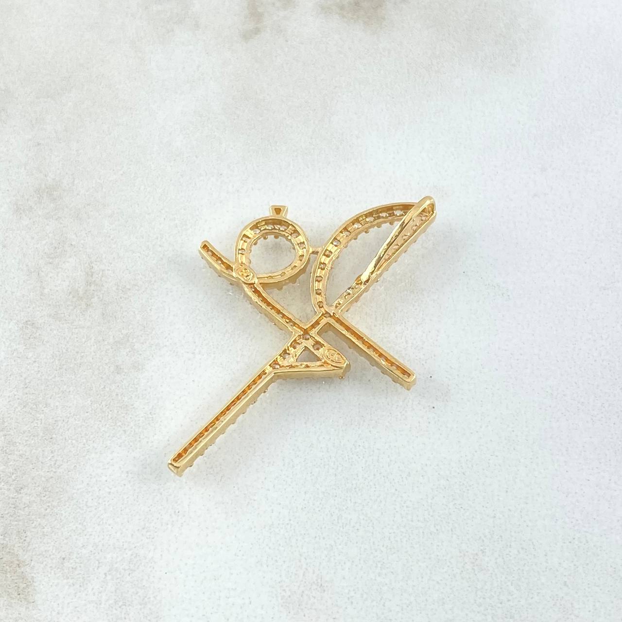 Dije Fé Tupida 3.05gr / 3.8cm / Circones Blancos Oro Amarillo 18K