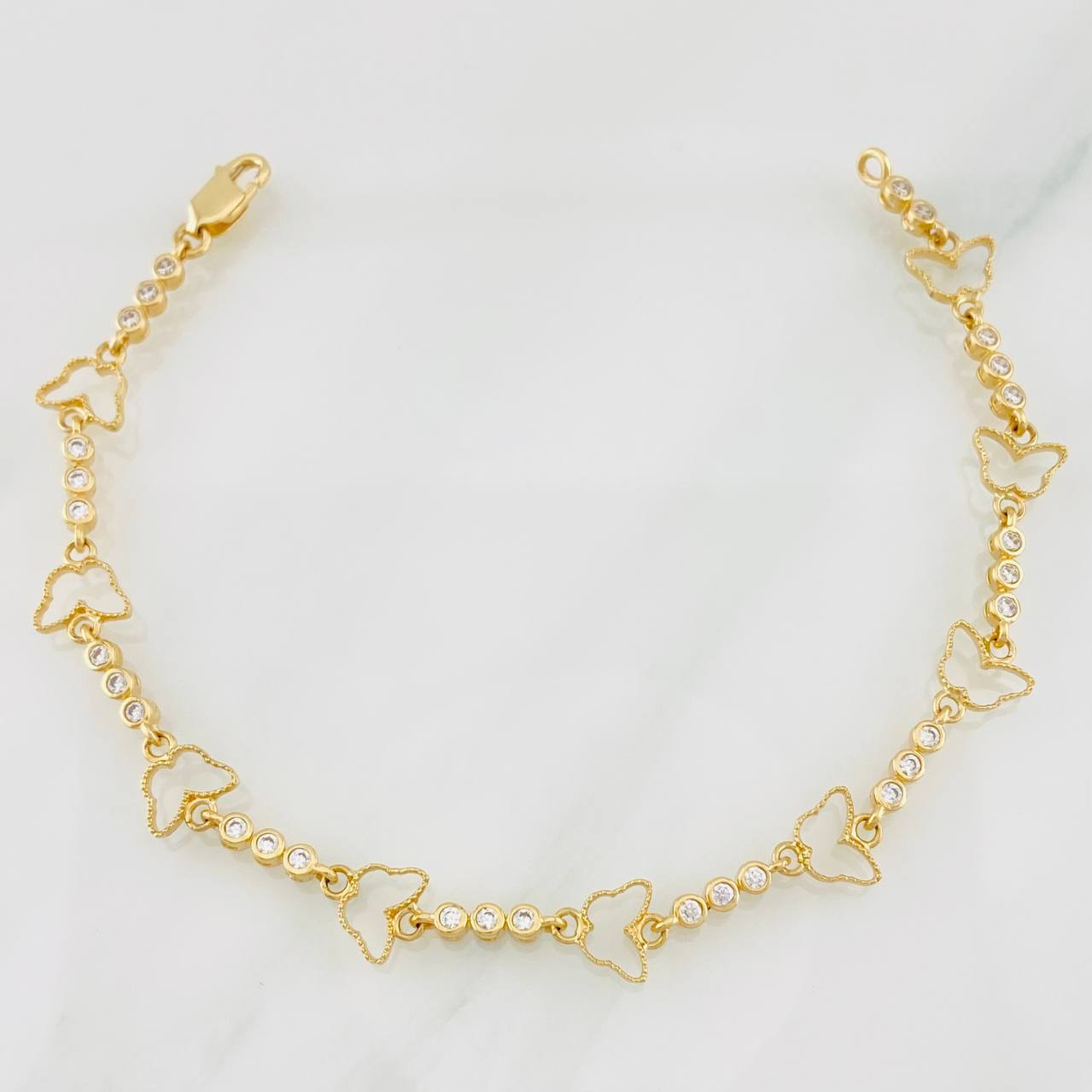 Pulso Tennis Mariposas 6.15g / 19cm / 2.7mm Oro Amarillo 18K