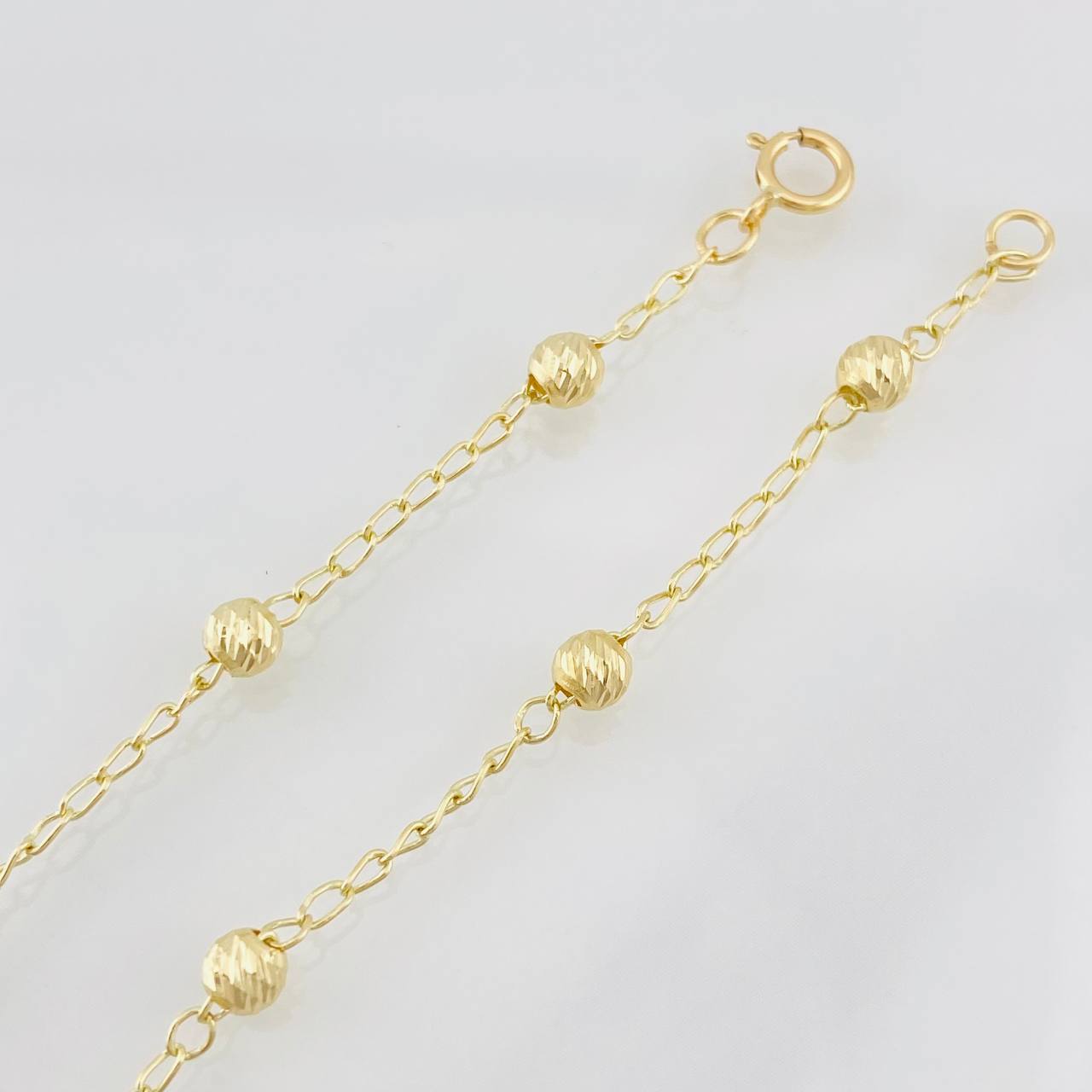Tobillera Espiga Bolas 2.2g / 24.5cm / 4mm Oro Amarillo 18K