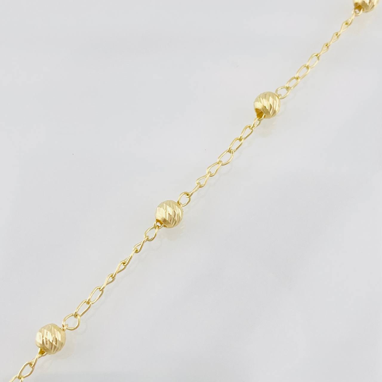 Tobillera Espiga Bolas 2.2g / 24.5cm / 4mm Oro Amarillo 18K