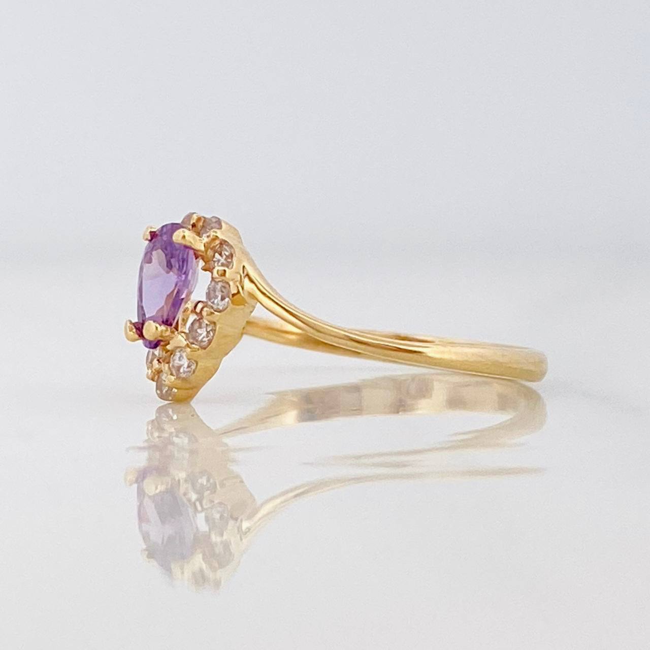 Anillo Halo Gota 1.55g / T6 Oro Amarillo 18K