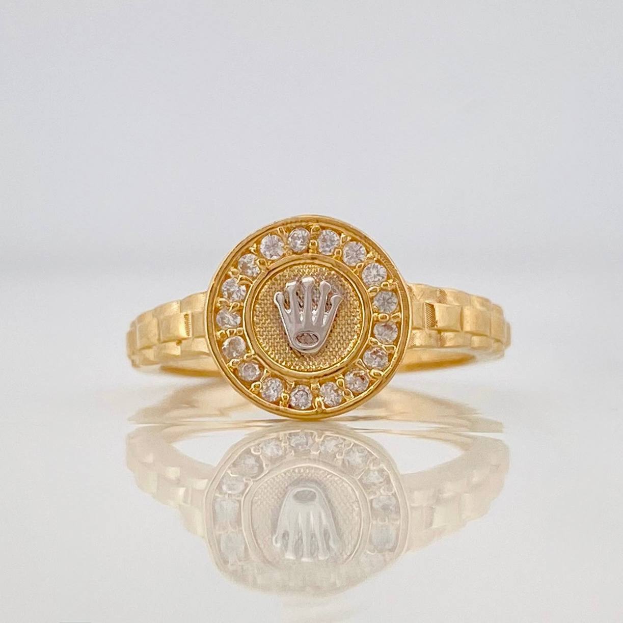 Anillo Corona Correa 3.25g / T6 1/2 Dos Oros Amarillo Blanco 18K