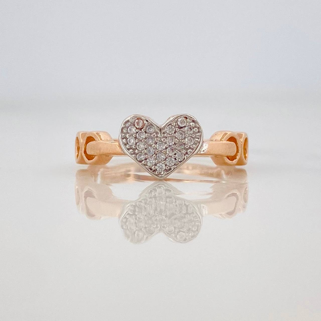 Anillo Corazon 2.9g / T6 Dos Oros Blanco Rosa 18K