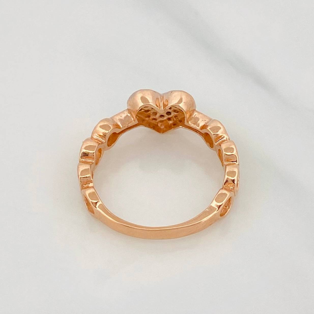Anillo Corazon 2.9g / T6 Dos Oros Blanco Rosa 18K