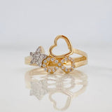 Anillo Figuras 2.6g / T5 3/4 Dos Oros Amarillo Blanco 18K