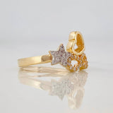 Anillo Figuras 2.6g / T5 3/4 Dos Oros Amarillo Blanco 18K