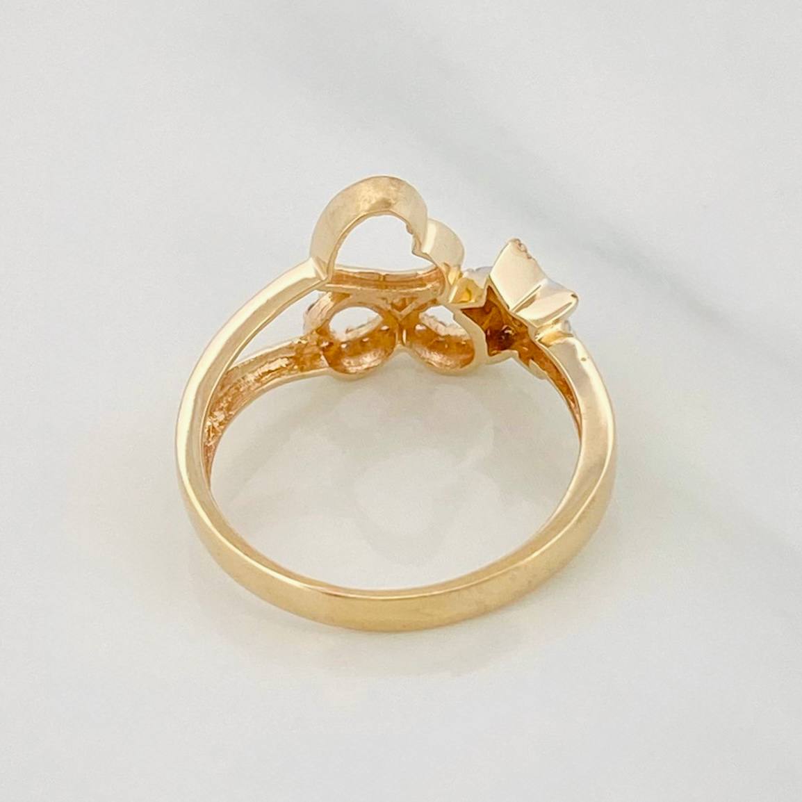 Anillo Figuras 2.6g / T5 3/4 Dos Oros Amarillo Blanco 18K