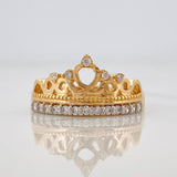 Anillo Corona 3.95g / T6 1/4 Dos Oros Amarillo Blanco 18K