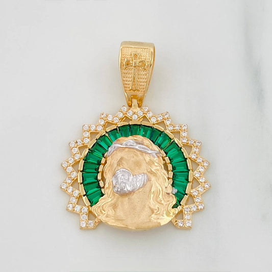 Dije Rostro de Cristo 7.2g / 3.4cm Dos Oros Amarillo Blanco 18K