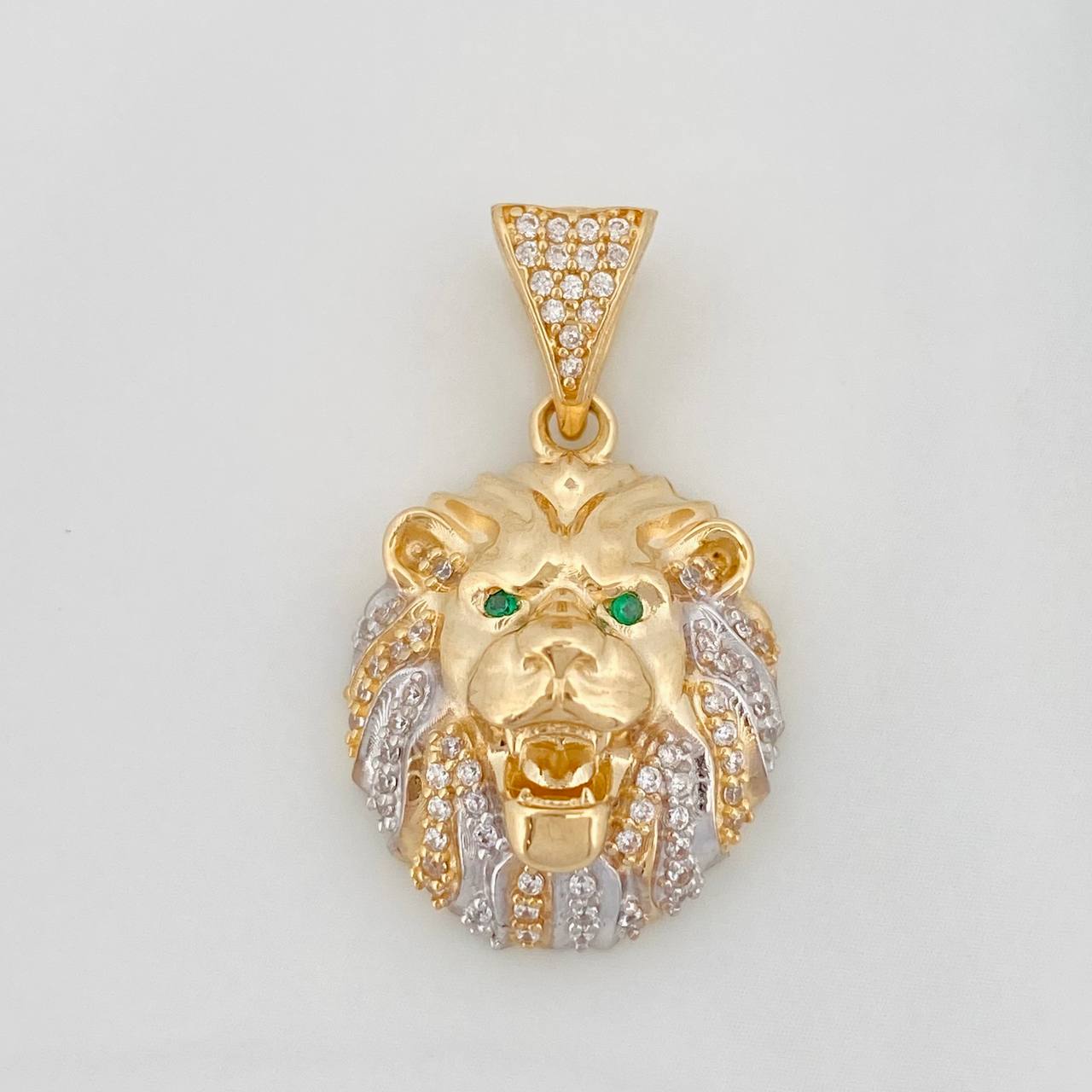 Dije León 5.3g / 3cm Dos Oros Amarillo Blanco 18K