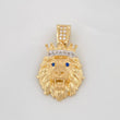 Dije León Corona 3.6g / 2.6cm Dos Oros Amarillo Blanco 18K
