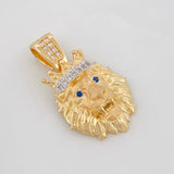 Dije León Corona 3.6g / 2.6cm Dos Oros Amarillo Blanco 18K