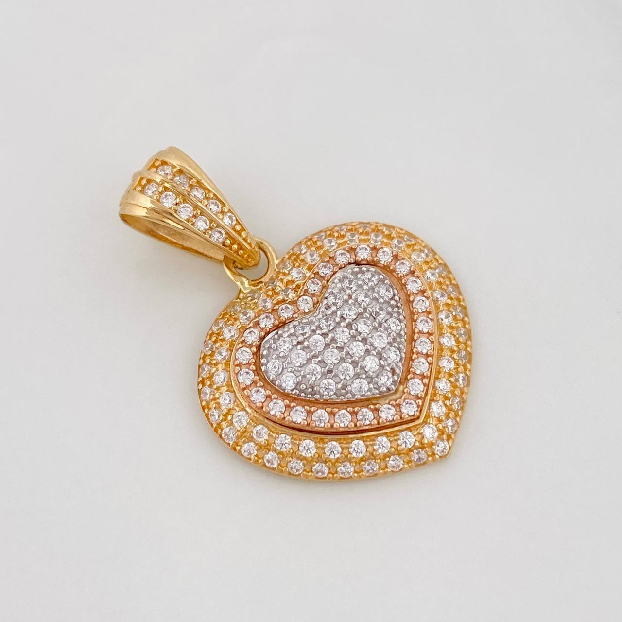 Dije Corazón Tupido 3.1g / 2.5cm Tres Oros 18K
