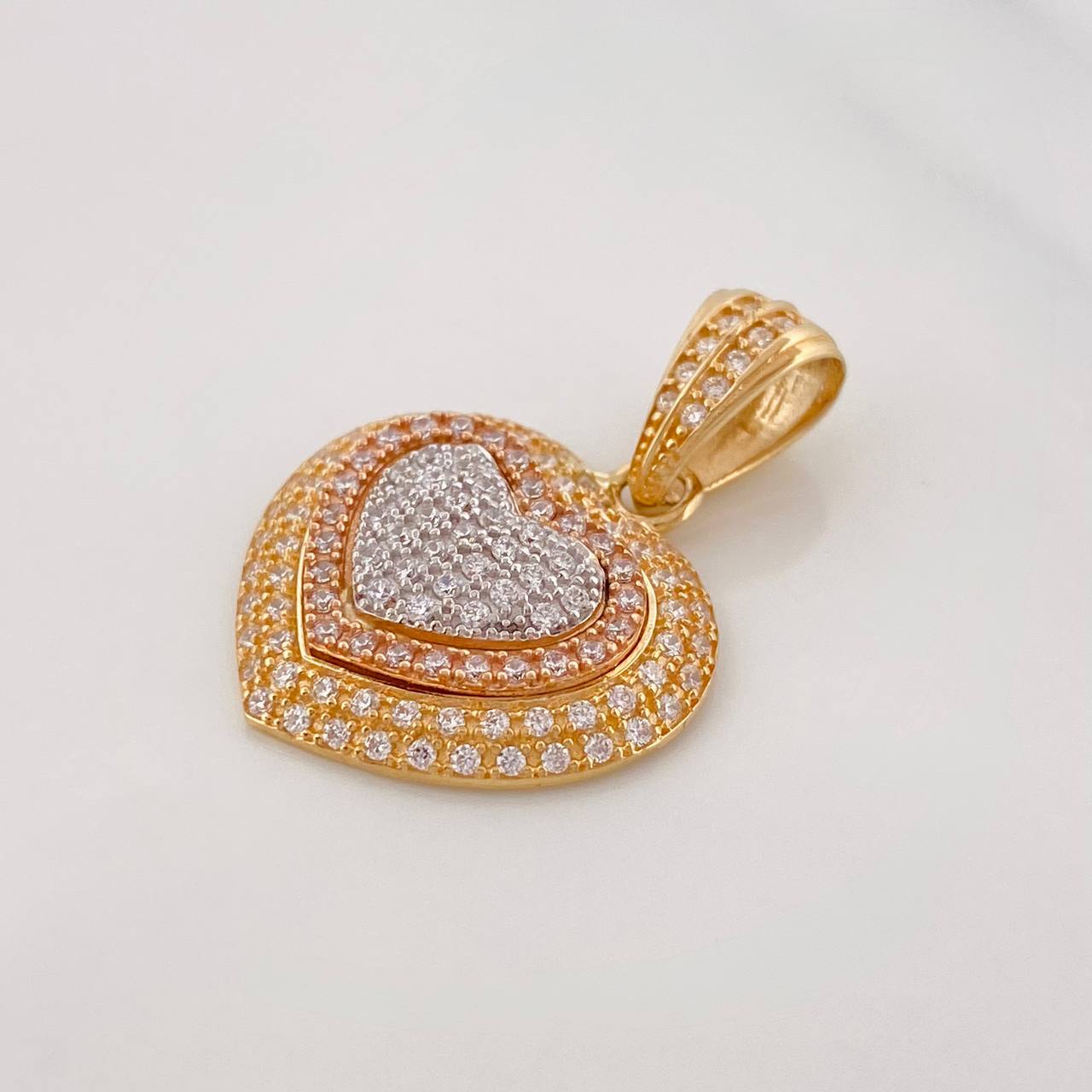 Dije Corazón Tupido 3.1g / 2.5cm Tres Oros 18K