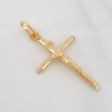 Dije Cruz Cristo 2.3g / 4cm Dos Oros Amarillo Blanco 18K