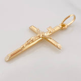 Dije Cruz Cristo 2.3g / 4cm Dos Oros Amarillo Blanco 18K