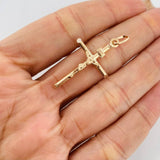 Dije Cruz Cristo 2.3g / 4cm Dos Oros Amarillo Blanco 18K