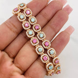Cadena Tennis Moisanitas  2.665 qts Diamantes 1.040 pts 76.05g / 56cm / 7.36mm Oro Rosa 18K