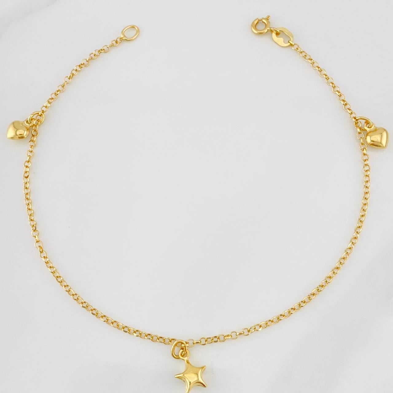 Tobillera Rolo Figuras 3.05g / 24cm / 1.78mm Oro Amarillo 18K