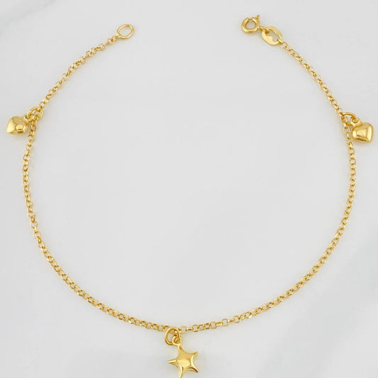 Tobillera Rolo Figuras 3.05g / 24cm / 1.78mm Oro Amarillo 18K