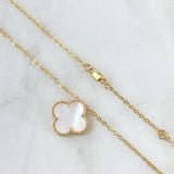 Cadena Aro Seguido Treból VCyA 3.85gr / 50cm / 1.5mm Nacar Blanco Punteado Oro Amarillo Nac.Esp. 18K *