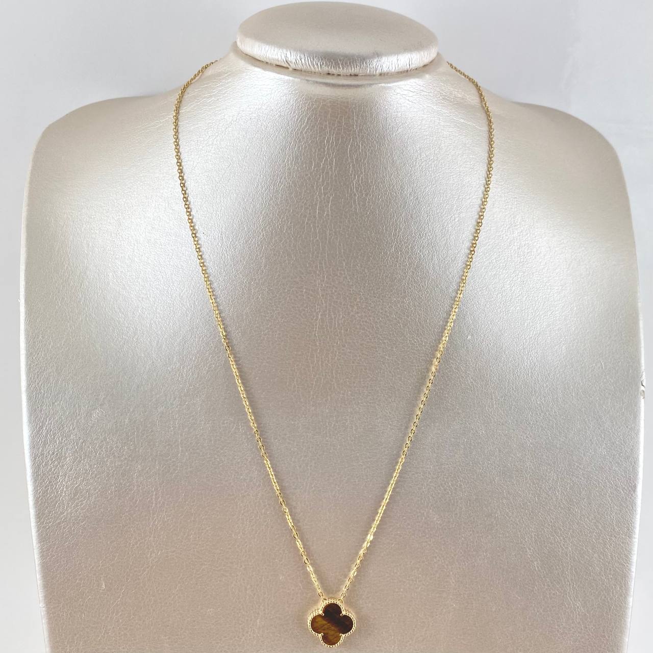 Cadena Aro Seguido Treból VCyA 4.5gr / 49cm-52cm / 1.5mm Ojo De Tigre Punteado Oro Amarillo Nac.Esp. 18K *