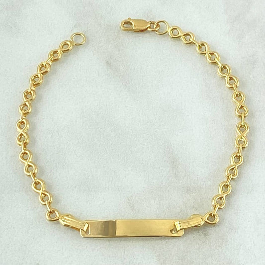Pulso Bebé Infinito Placa Rectangular 1.95gr / 14cm / Oro Amarillo 18K