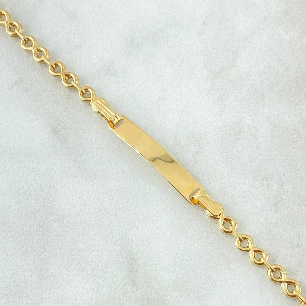 Pulso Bebé Infinito Placa Rectangular 1.95gr / 14cm / Oro Amarillo 18K