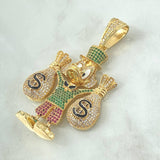 Dije Pato Bolsas De Dinero 31.65gr / 6.5cm / Circones Blancos Verdes Fucsia Naranjados Oro Amarillo 18K ©
