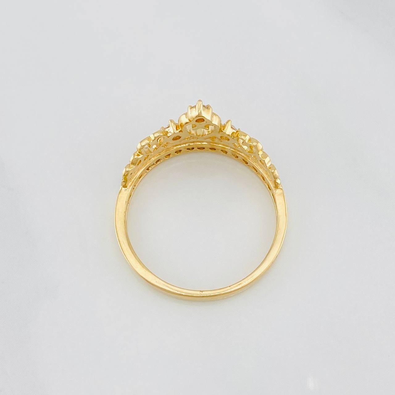 Anillo Corona corazones 2.8g / T7 1/4 Dos Oros Amarillo Blanco 18K