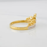 Anillo Corona corazones 2.8g / T7 1/4 Dos Oros Amarillo Blanco 18K
