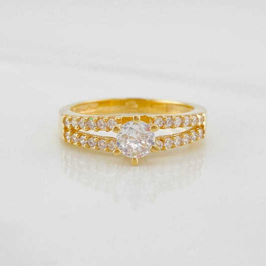 Anillo Solitario Lineas 3.35g / T6 Oro Amarillo 18K