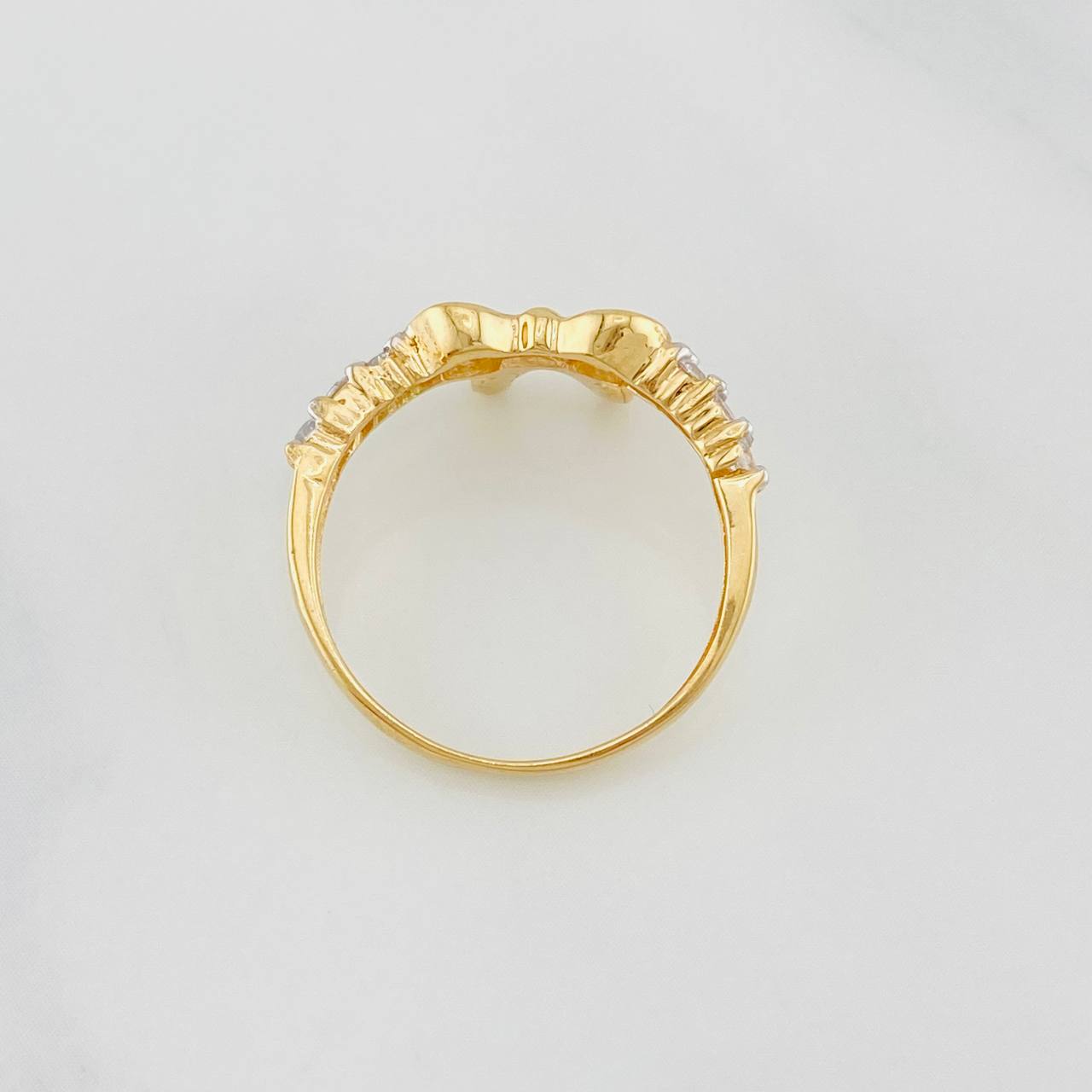 Anillo Moño 2.35g / T6 1/2 Dos Oros Amarillo Blanco 18K