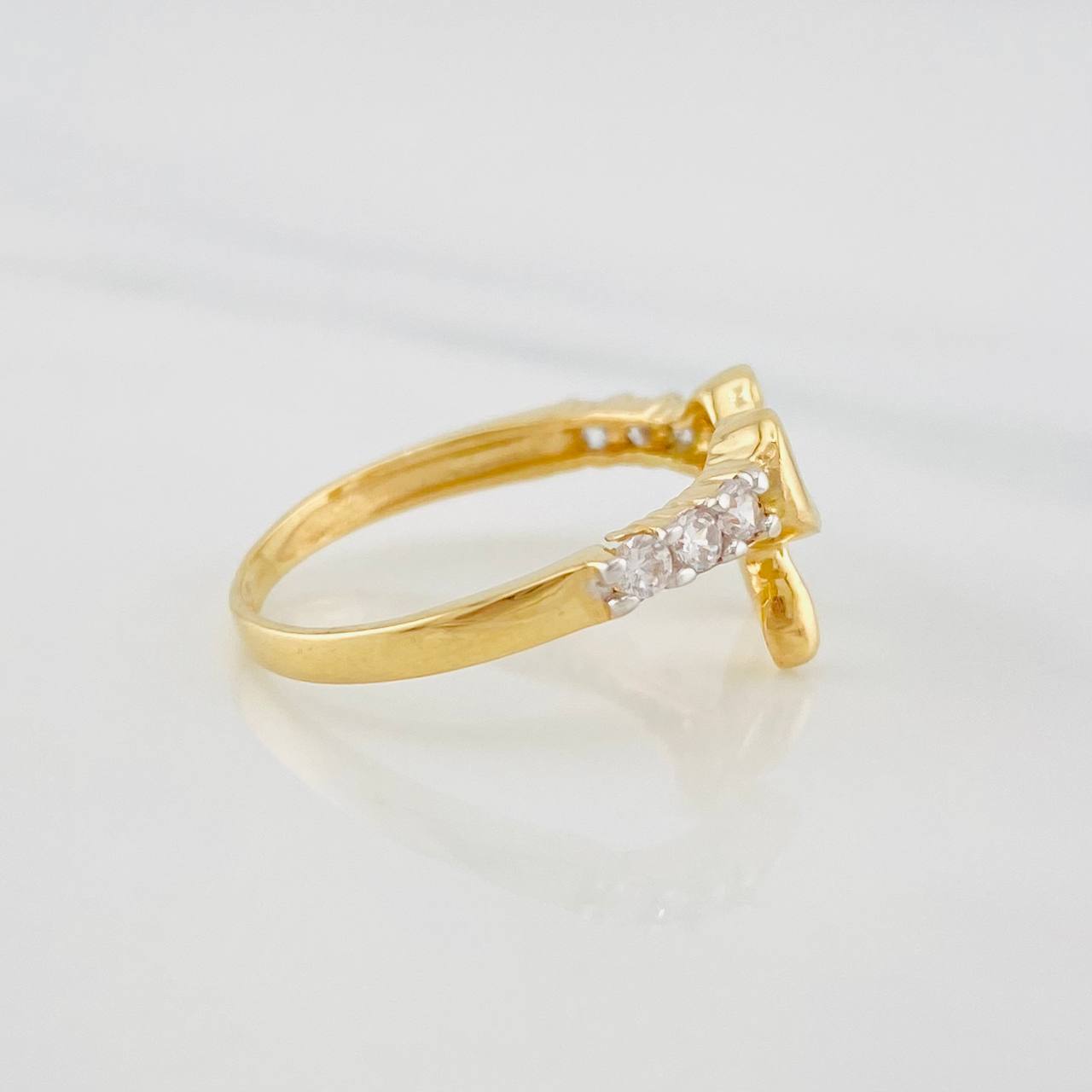 Anillo Moño 2.35g / T6 1/2 Dos Oros Amarillo Blanco 18K
