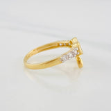 Anillo Moño 2.35g / T6 1/2 Dos Oros Amarillo Blanco 18K