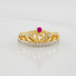 Anillo Corona 15 2.9g / T7 1/4 Dos Oros Amarillo Blanco 18K