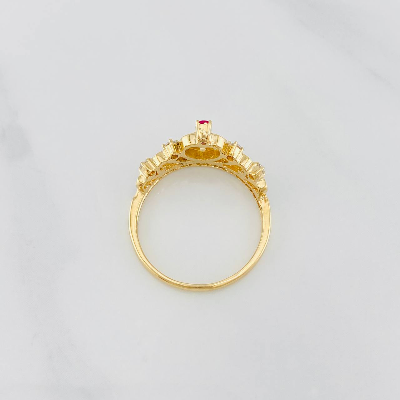 Anillo Corona 15 2.9g / T7 1/4 Dos Oros Amarillo Blanco 18K